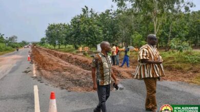 Photo of Central Tongu MP, DCE assess critical repair works on Adidome–Sogakope road