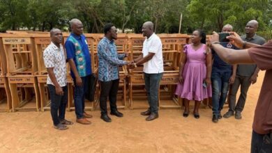 Photo of Dr Sodzi-Tettey donates furniture to boost learning at KLISTECH 